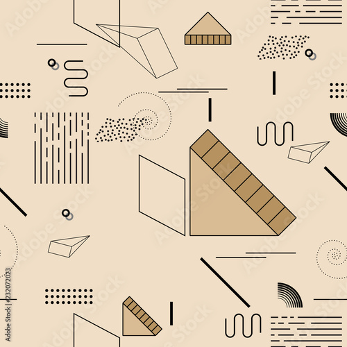Retro 80's memphys seamless pattern. Abstract geometric vector background.
