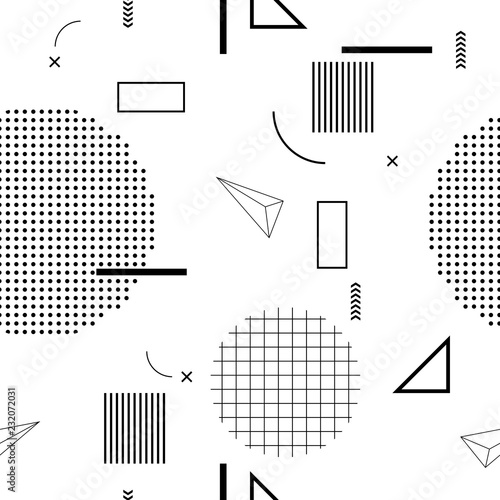 Retro 80's memphys seamless pattern. Abstract geometric vector background.