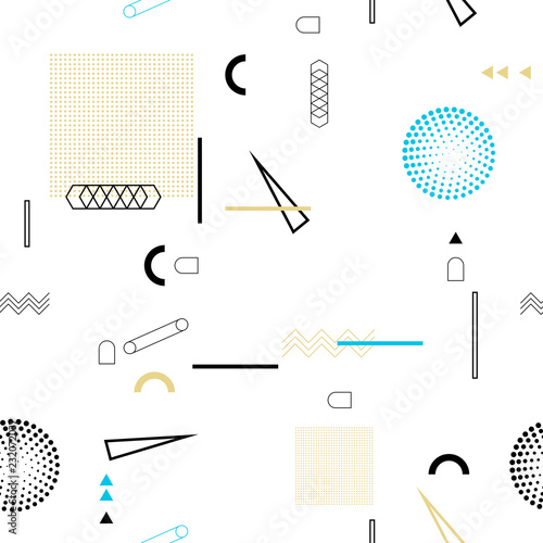 Retro 80's memphys seamless pattern. Abstract geometric vector background.