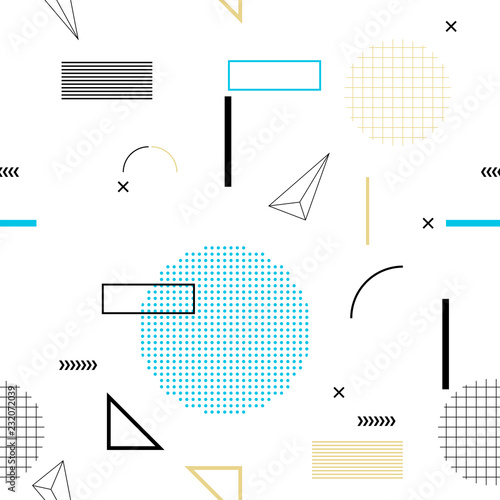 Retro 80's memphys seamless pattern. Abstract geometric vector background.
