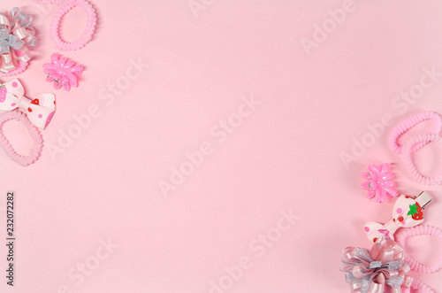 Elastics and hairpins for a little fashionista in pink colors