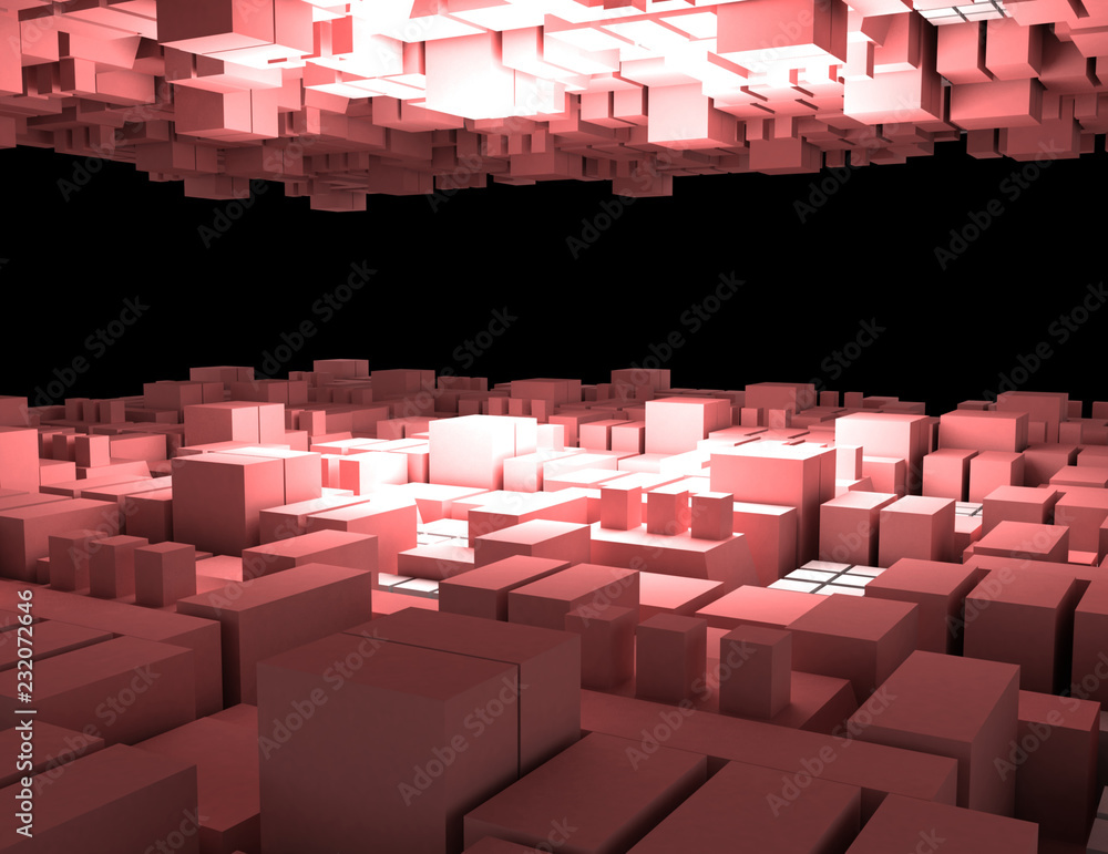 Obraz premium abstract cubes background city 3d. 3d rendered illustration