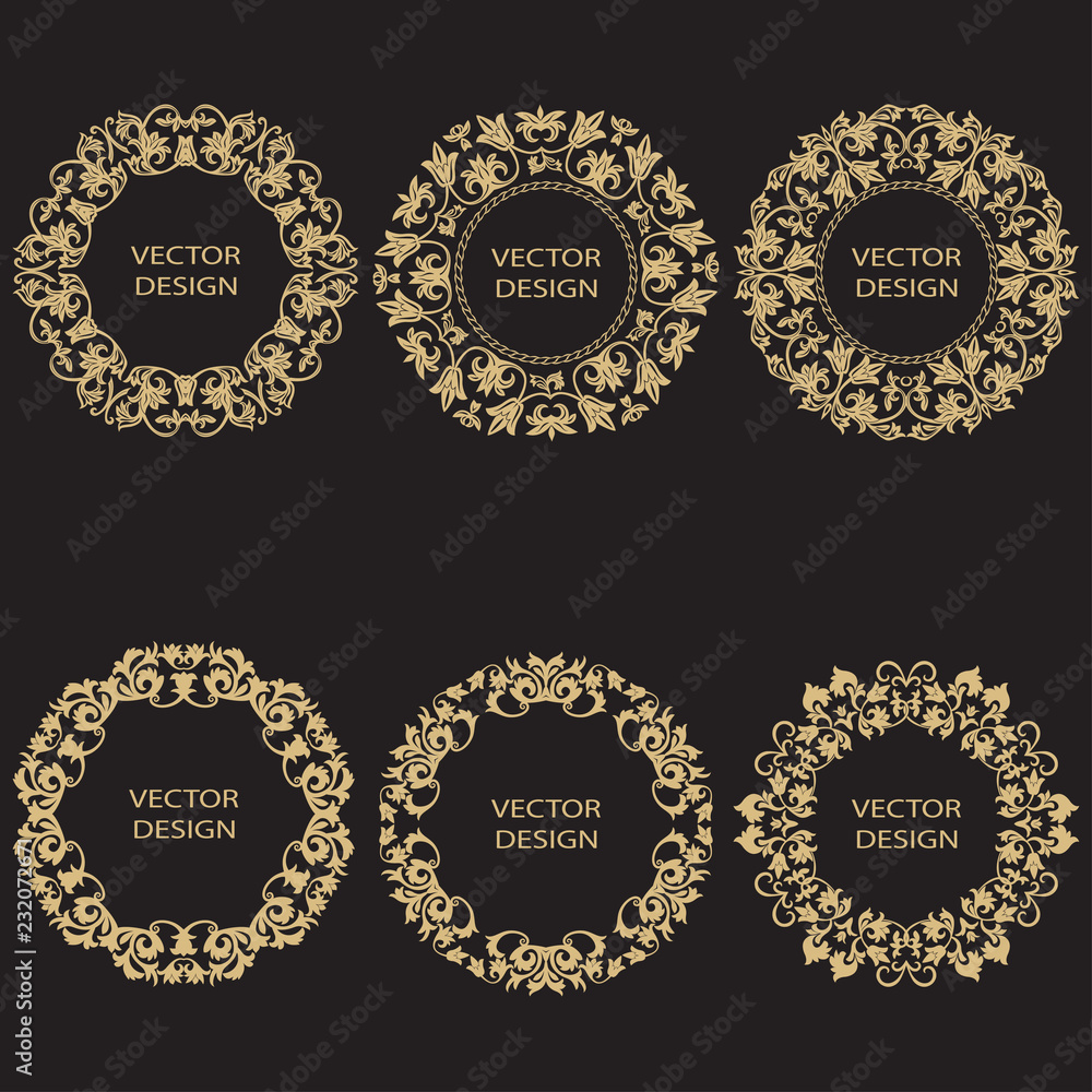 A set of a circular ornament in baroque style. A set of a circular ornament in baroque style.