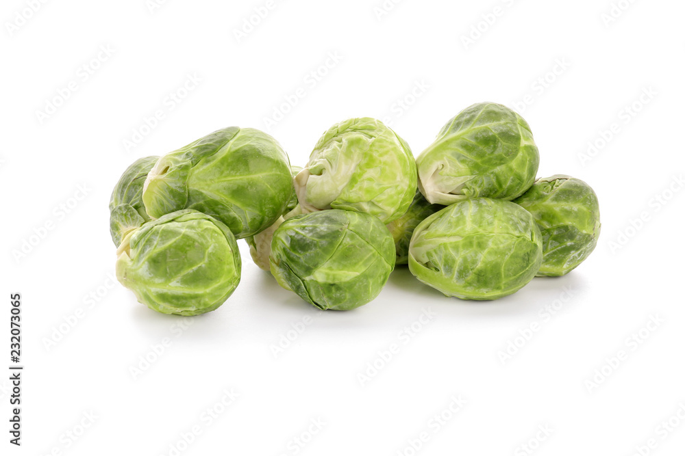 Fresh brussels sprouts on white background Fresh brussels sprouts on white background