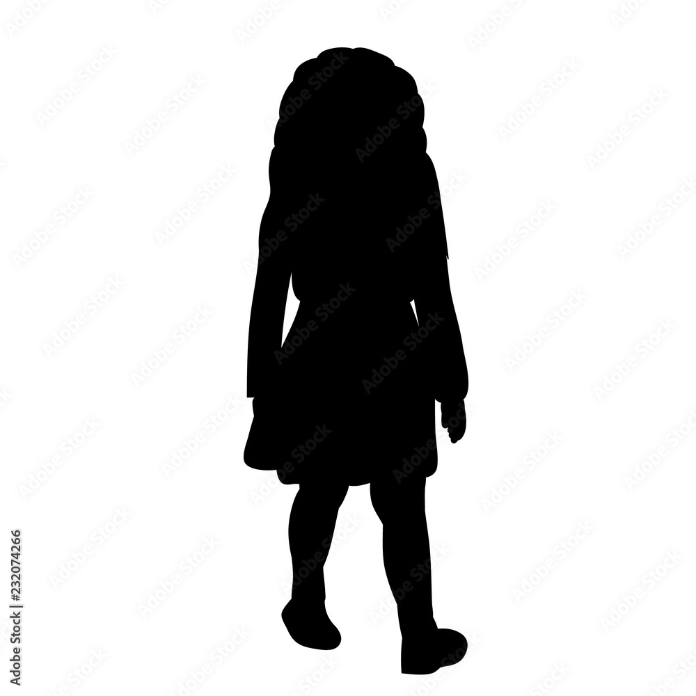 silhouette little girl in dress walking Stock Vector | Adobe Stock