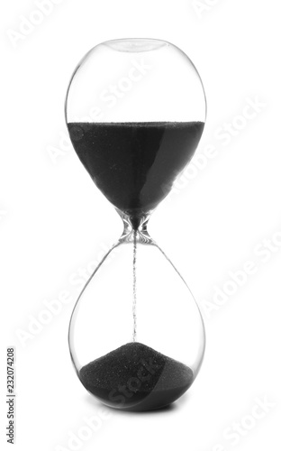 Crystal hourglass on white background