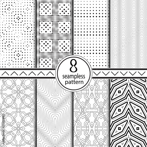 Set of seamless geometrical patterns.