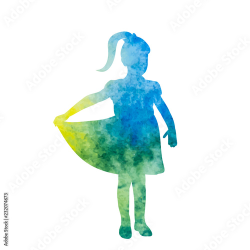 little girl watercolor silhouette