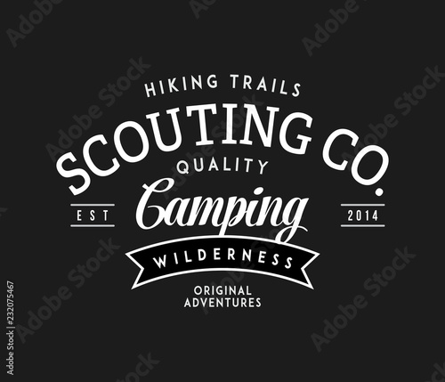 Outdoor hiking trails scouts white on black