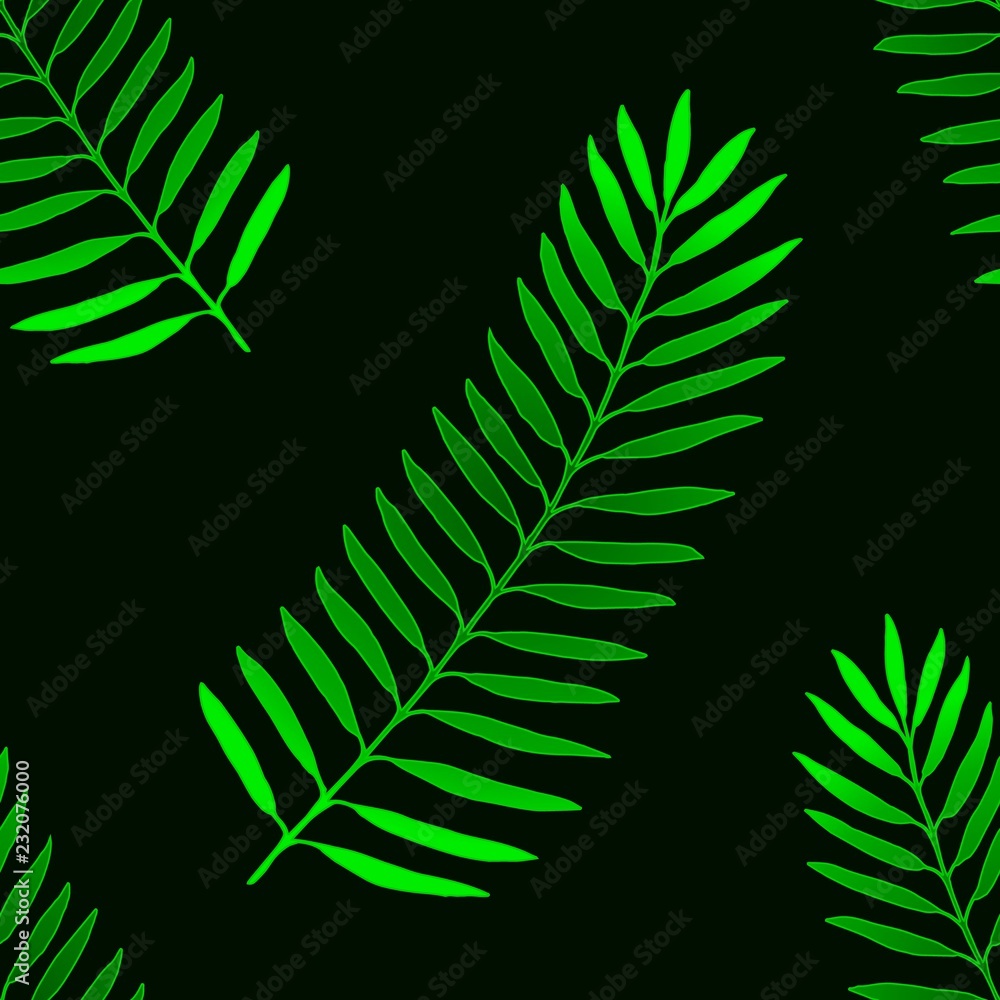 Tropical palm leaves, jungle leaves seamless vector floral pattern background Tropical palm leaves, jungle leaves seamless vector floral pattern background