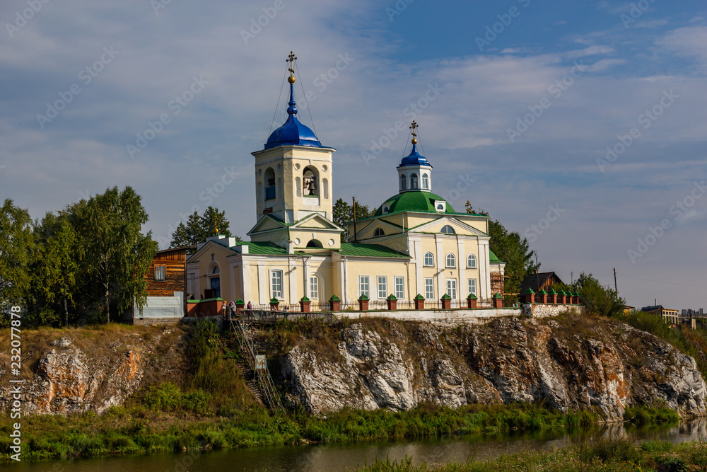 St. George Church on the bank of the Chusovaya River in the village of Sloboda in the Sverdlovsk Region