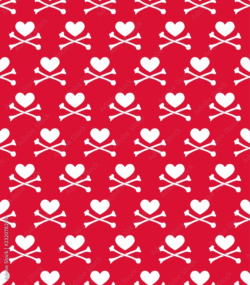 heart cross bone vector seamless pattern heart cross bone vector seamless pattern