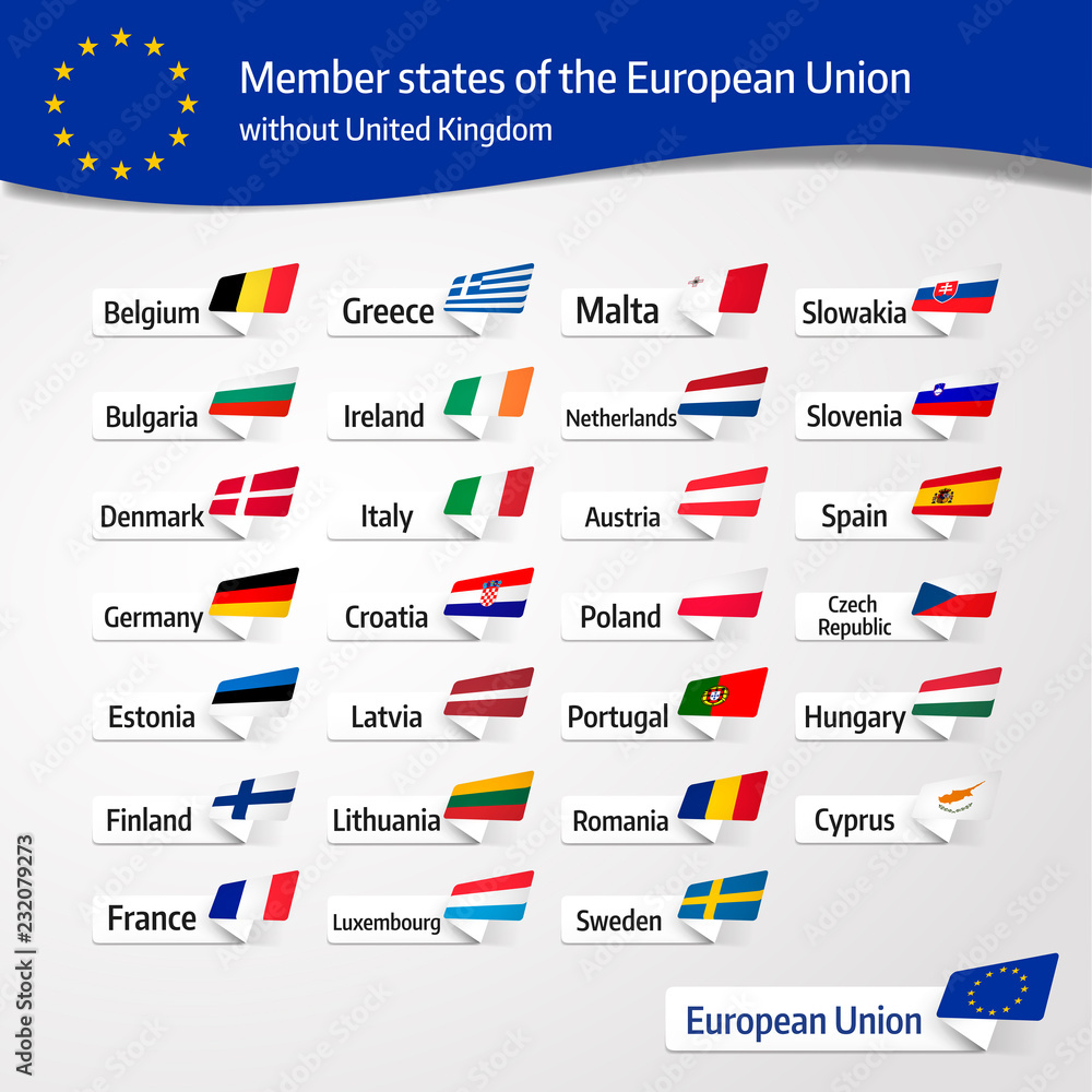 Naklejka premium The 27 Member States of the European Union without United Kingdom