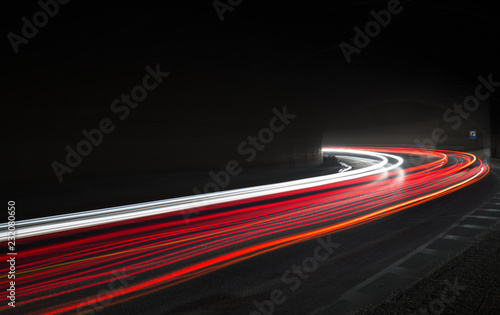 light trails in tunnel