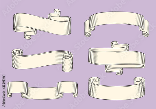 Antique Papyrus Ribbons or Old Curled Scrolls