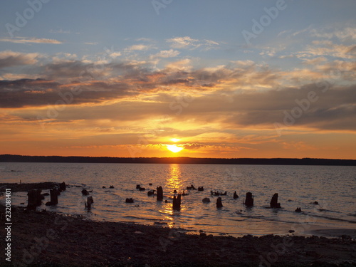 Sunset. On the big river. Summer. Russia, Ural, Perm region © Max G K