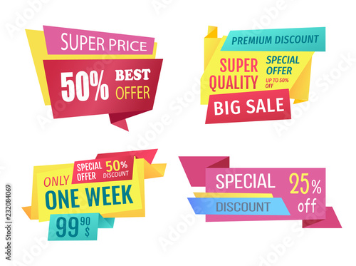Super Price Best Offer Set Vector Illustration