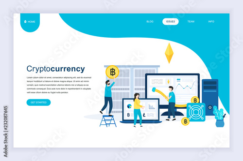 Modern flat design concept of Cryptocurrency Exchange for website and mobile website development. Landing page template. Farm for mining digital money and trading currency. Vector illustration.
