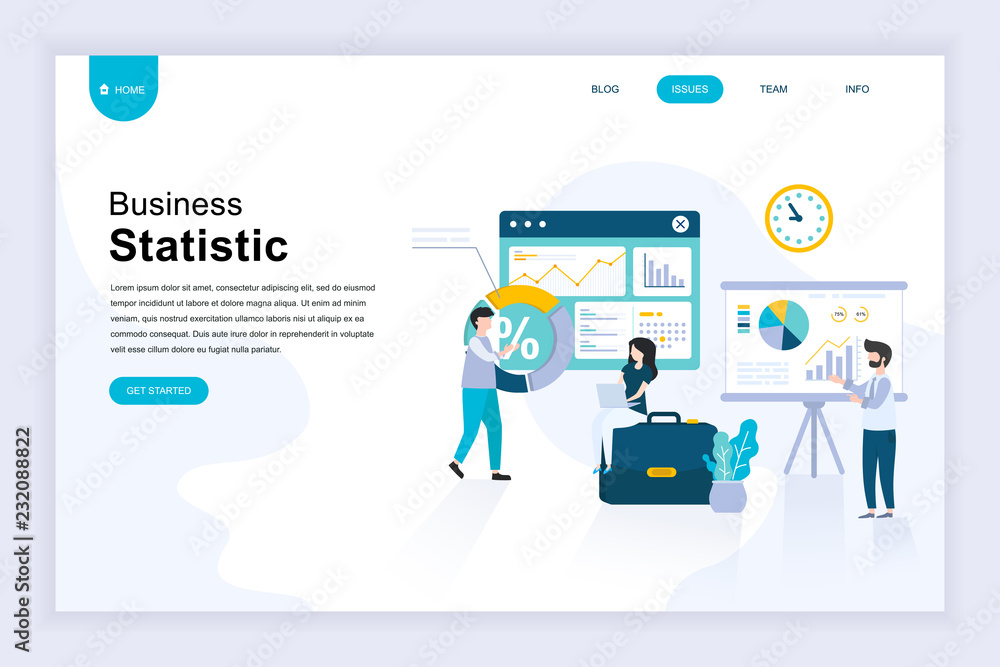Modern flat design concept of Business Statistic for website and mobile website development. Landing page template. Consulting for company performance, analysis. Vector illustration.
