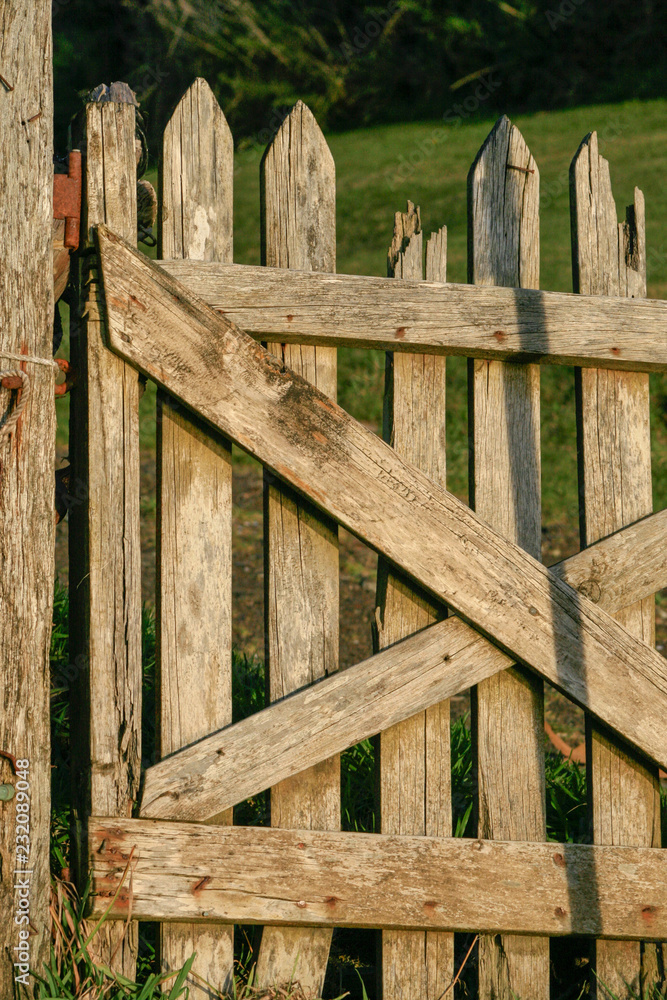 Fototapeta premium Old wooden gate on farm
