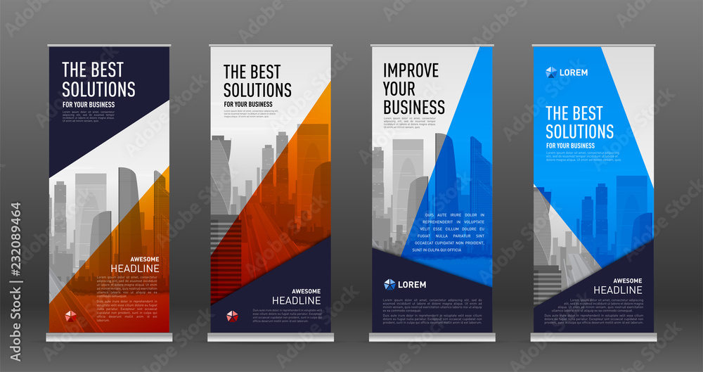 Construction roll up banner design templates set Construction roll up banner design templates set
