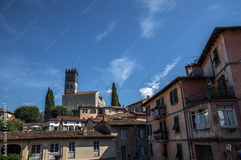 Naklejka premium Barga, little village in Tuscany