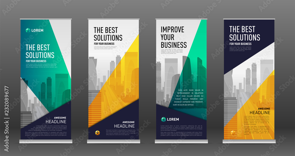 Construction roll up banner design templates set Construction roll up banner design templates set
