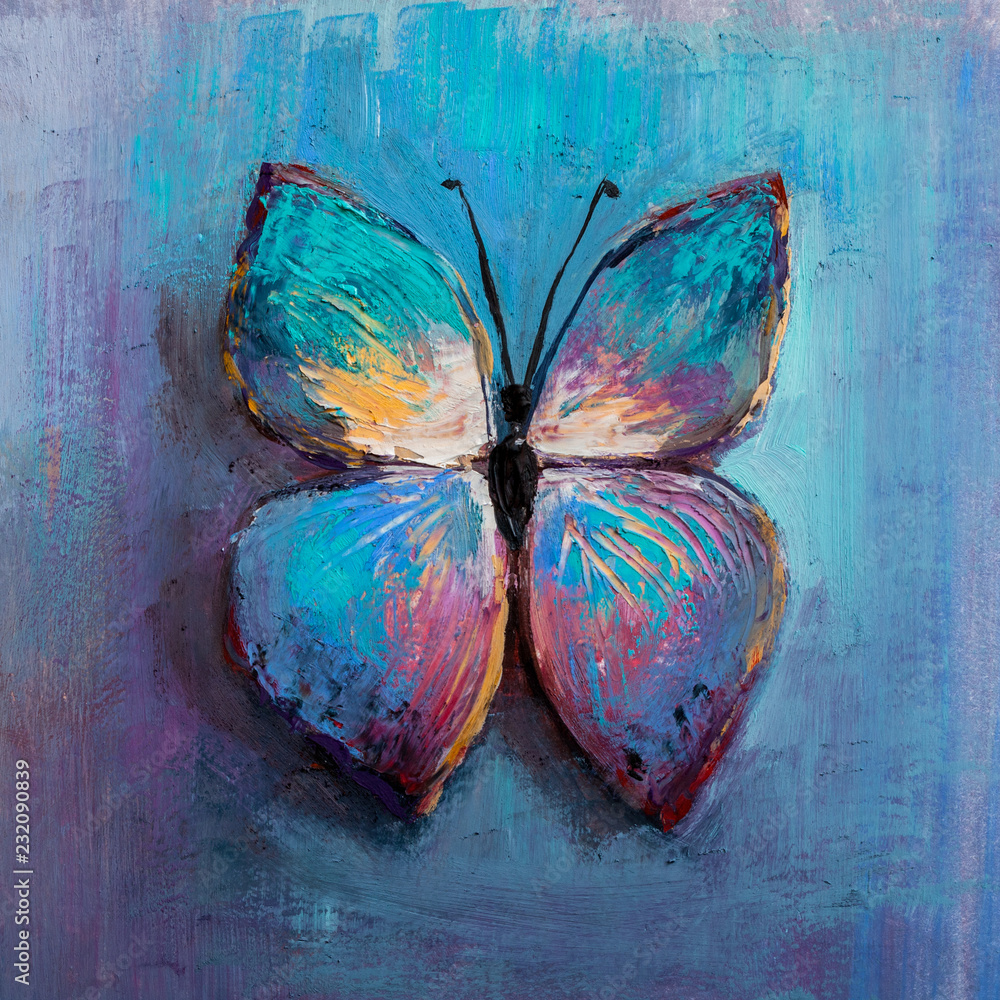 Fototapeta Malarstwo abstrakcyjne piękny, kolorowy motyl