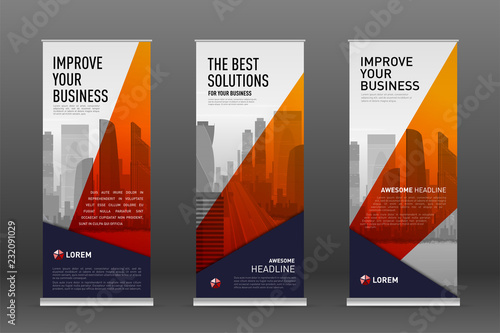 Construction roll up banner design templates set