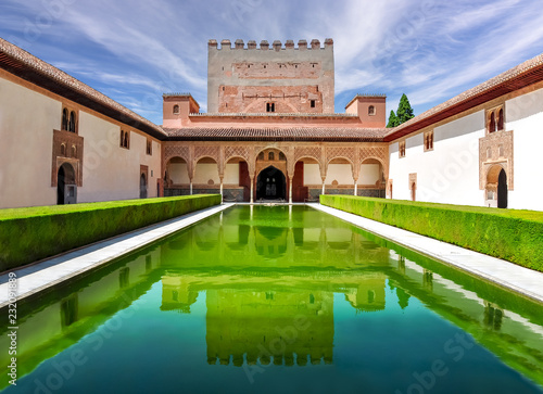 Court of the Myrtles in Nasrid Palace in Alhambra, Granada, Spain