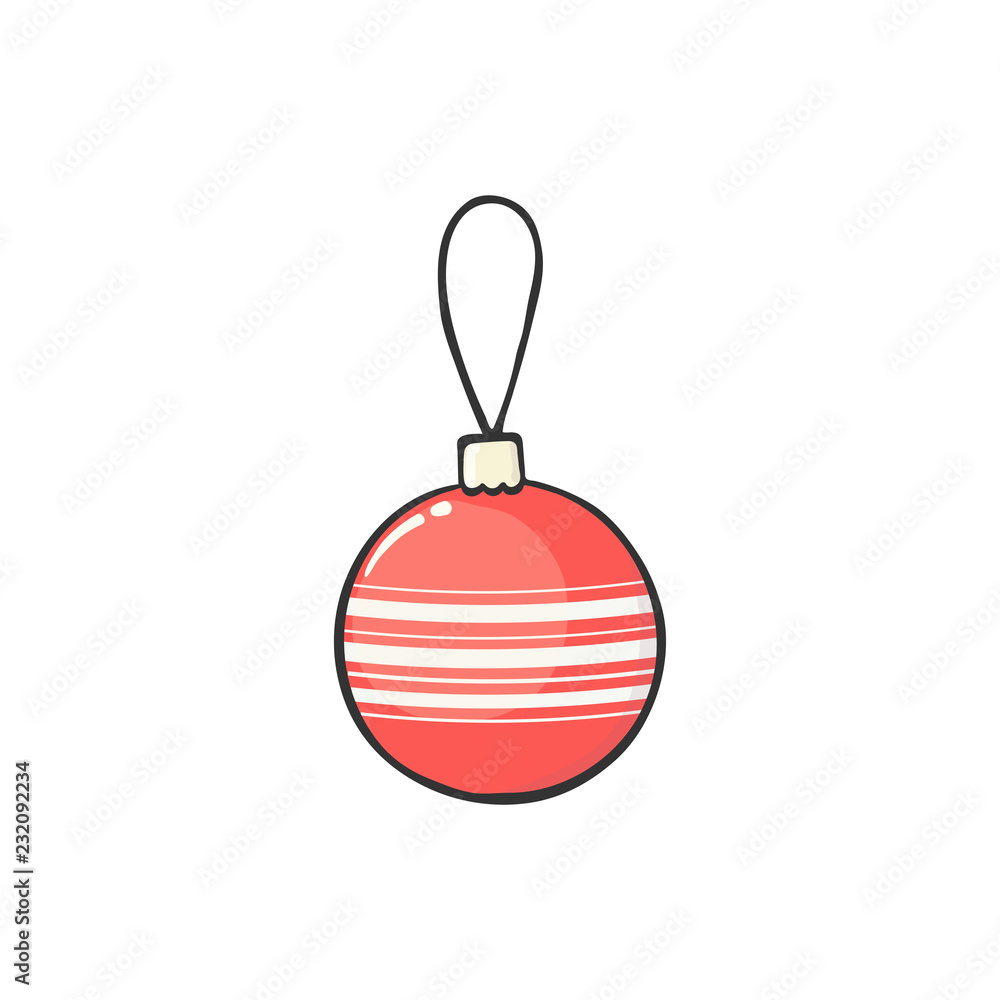 red striped christmas ball. Winter holiday. New year decoration. red striped christmas ball. Winter holiday. New year decoration.