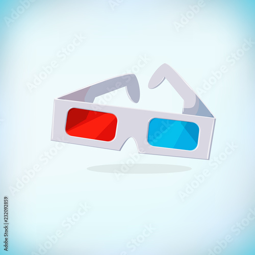 Paper 3d Glasses Cinema Isolated vector illustration