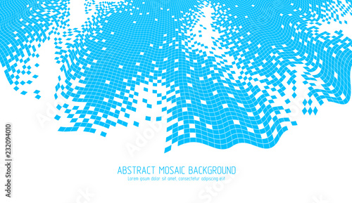 Bright and beautiful vector 3d mosaic tiles illustration, artistic abstract background as a template for layout with copy space for title and text. Usable for brochure, magazine, ad, banner, poster.