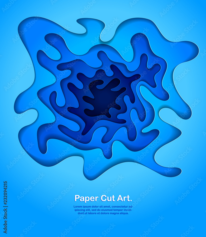 Abstract blue paper cutout curvy shapes layered, vector illustration in paper cut style. layout for business card, presentations, flyers or posters. Abstract blue paper cutout curvy shapes layered, vector illustration in paper cut style. layout for business card, presentations, flyers or posters.