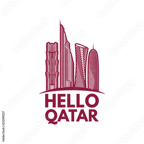 Qatar City Tower logo design inspiration, Qatar tower vector 