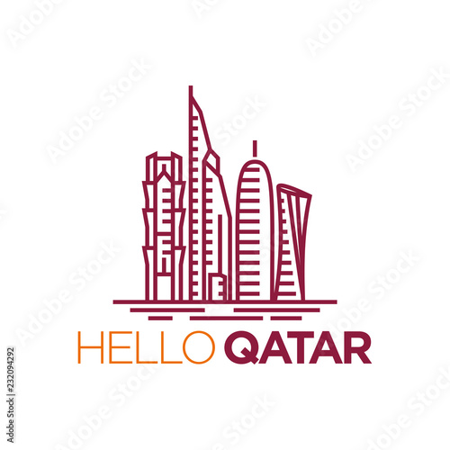 Qatar City Tower logo design inspiration, Qatar tower vector 