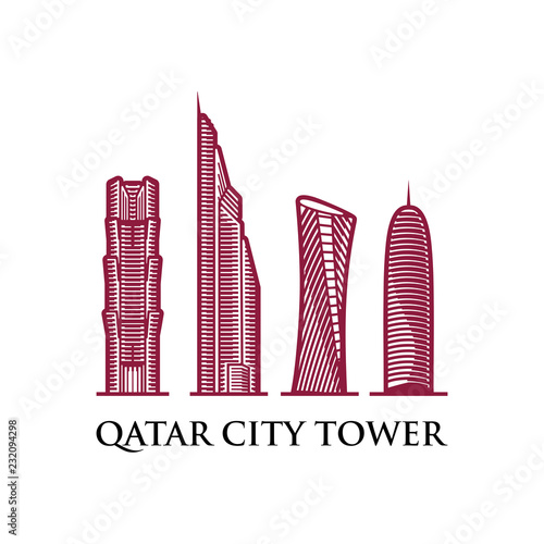 Qatar City Tower logo design inspiration, Qatar tower vector 