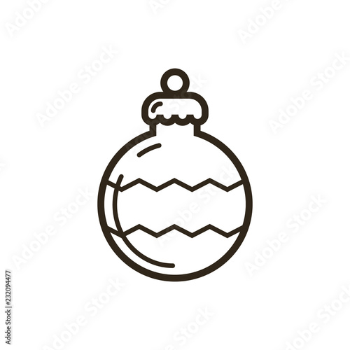 black and white simple vector line art Christmas ornament icon