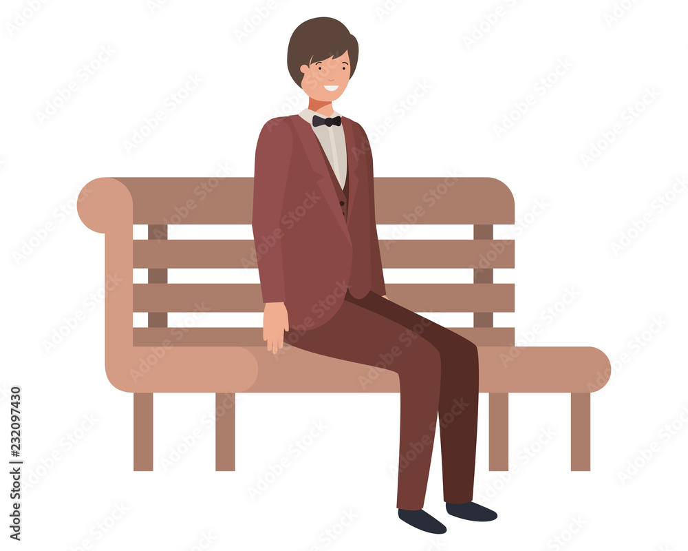 businessman sitting in park chair avatar character businessman sitting in park chair avatar character