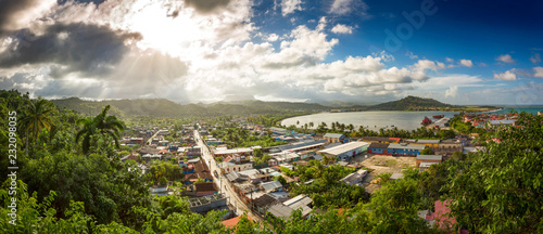 Panoramic view of Baracoa with El Yunque, Cuba photo