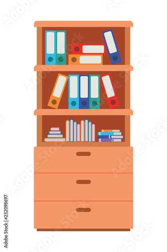 shelving with books isolated icon