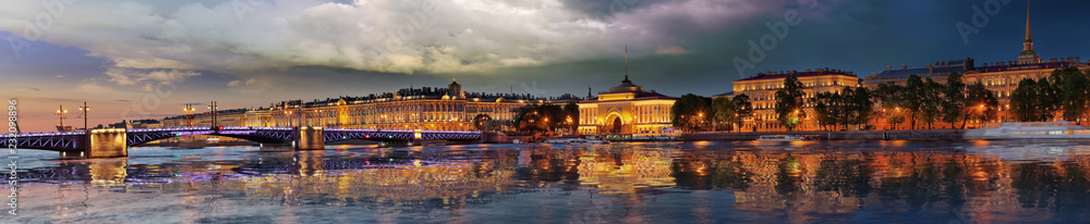 Evening panorama of St. Petersburg after the storm