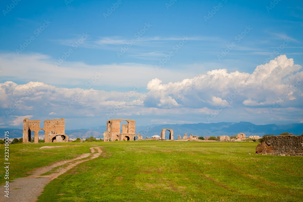 landscape with houses and blue sky landscape with houses and blue sky