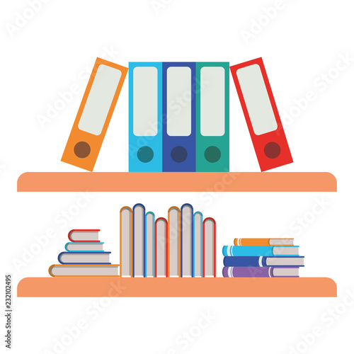 shelving with books isolated icon