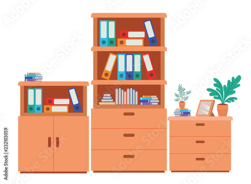 shelving with books isolated icon