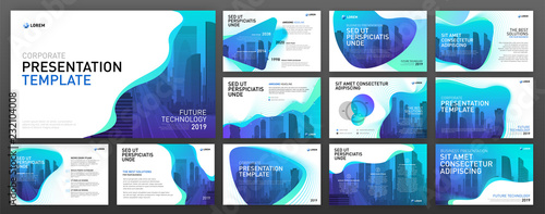 Business powerpoint presentation templates set. Use for keynote presentation background, brochure design, website slider, landing page, annual report, company profile, facebook banner.