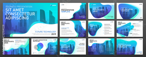 Powerpoint presentation templates set for business and construction. Use for keynote presentation background, brochure design, website slider, landing page, annual report.