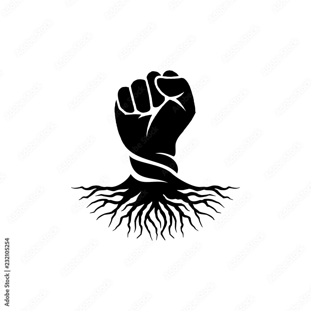 Hand fist and root logo design inspiration - Rebel logo design inspiration Hand fist and root logo design inspiration - Rebel logo design inspiration