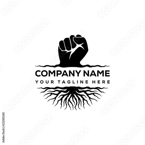 Hand fist and root logo design inspiration - Rebel logo design inspiration