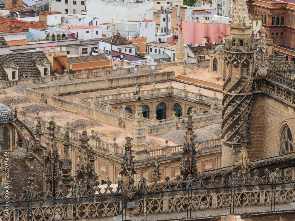 Seville cathedral courtyard from above